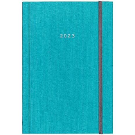 Ημερολόγιο ημερήσιο ΝΕΧΤ Fabric δετό με λάστιχο 14x21cm 2023 γαλάζιο